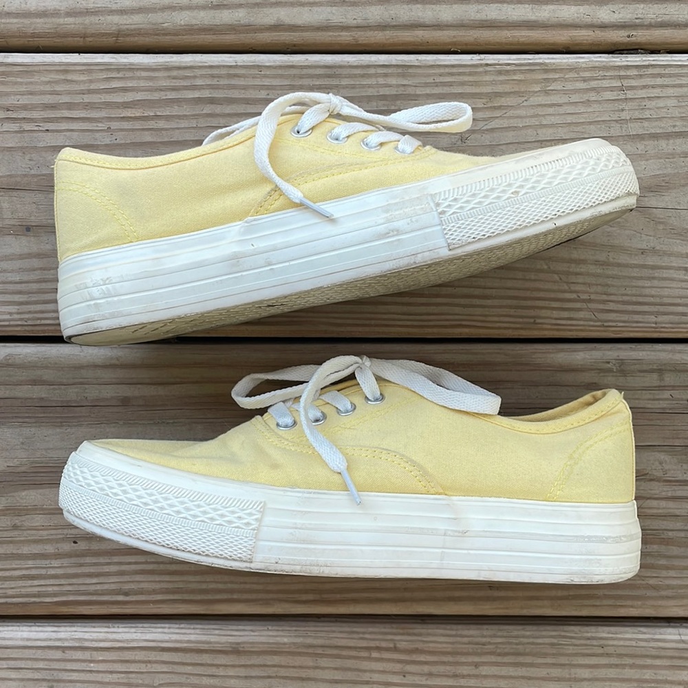 Yellow Platform Lace-up Sneakers